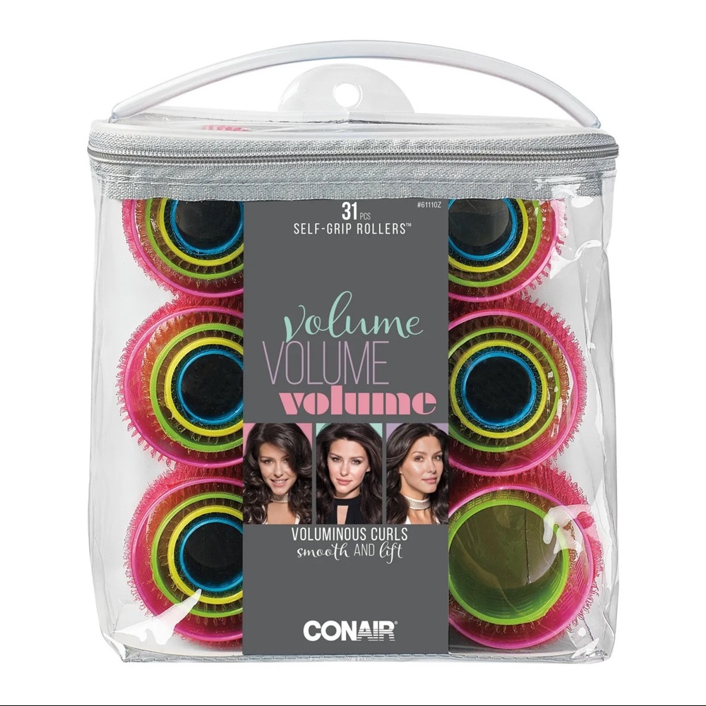 New Conair Classic Self Grip Hair Rollers Assorted Sizes, in Neon Colors 31count